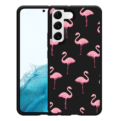 Cazy Hoesje Zwart geschikt voor Samsung Galaxy S22 - Flamingo