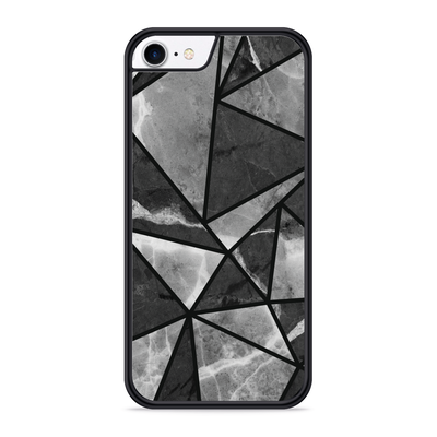 Cazy Hardcase hoesje geschikt voor iPhone 8 - Polygon Marmer Grijs