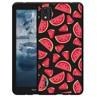 Cazy Hoesje Zwart geschikt voor Nokia C2 2nd Edition - Watermeloen