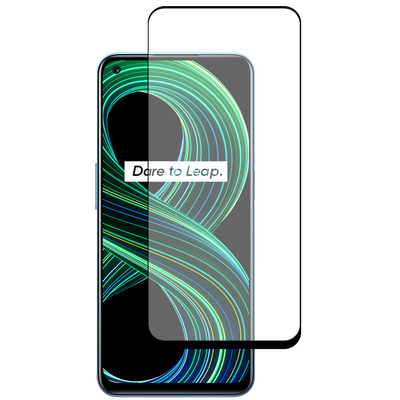 Cazy Full Cover Glass Screen Protector geschikt voor Realme 8 5G - Zwart