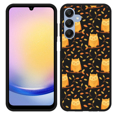 Cazy Hoesje Zwart geschikt voor Samsung Galaxy A25 Cute Owls