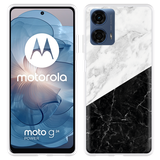 Hoesje geschikt voor Motorola Moto G04/G04s/G24/G24 Power Zwart Wit Marmer