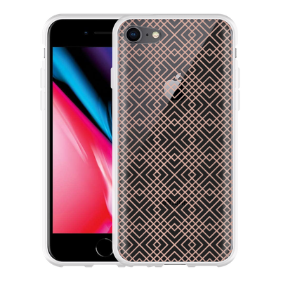 Cazy Hoesje geschikt voor iPhone 8 - Geometric Pink Lines