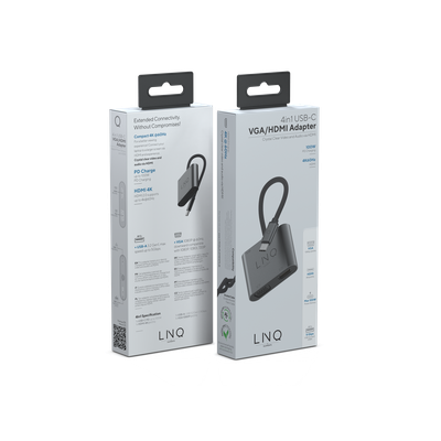 LINQ Connects 4-in-1 USB-C / HDMI Adapter - Grijs - LQ48001