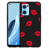 Hoesje Zwart geschikt voor Oppo Find X5 Lite - Red Kisses