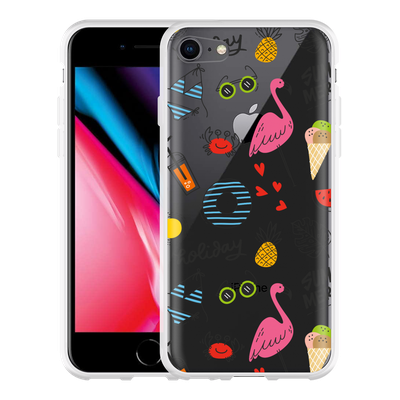 Cazy Hoesje geschikt voor iPhone 8 - Summer Flamingo