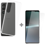 Soft TPU Hoesje + Tempered Glas Screenprotector geschikt voor Sony Xperia 1 V - Transparant