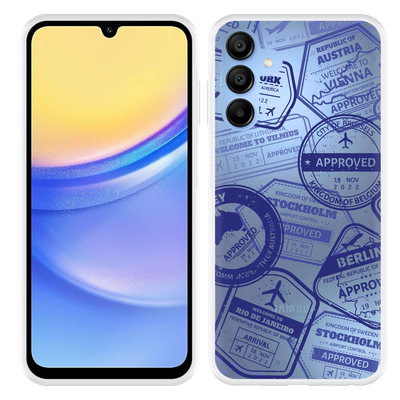 Cazy Hoesje geschikt voor Samsung Galaxy A15 / A15 5G Paspoort Stempels