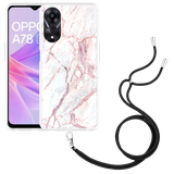 Hoesje met koord geschikt voor Oppo A78 5G White Pink Marble