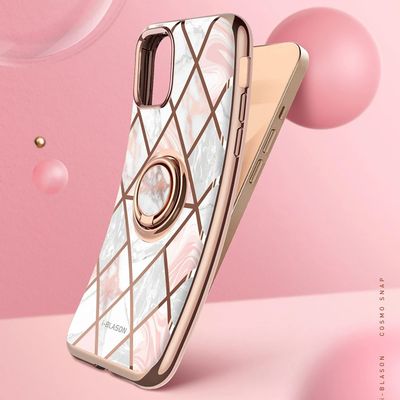 Supcase Cosmo Snap geschikt voor Apple iPhone 12 Mini hoesje - marmer pink