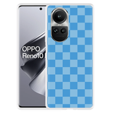 Hoesje geschikt voor Oppo Reno10 Pro 5G Blauw Dambordpatroon