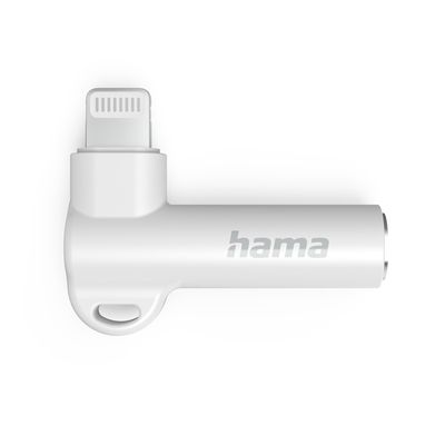 Hama Aux-adapter Lightning u 3,5-mm-jack-aansluiting, 90 hoekstekker, wit
