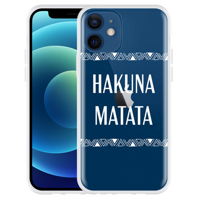 Cazy Hoesje geschikt voor iPhone 12 - Hakuna Matata white