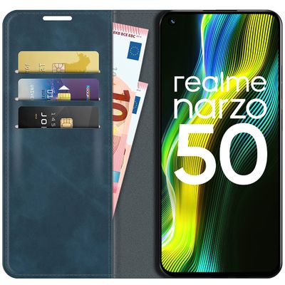 Cazy Wallet Magnetic Hoesje geschikt voor Realme Narzo 50 - Blauw