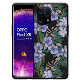 Hoesje Zwart geschikt voor Oppo Find X5 - Purple Flowers