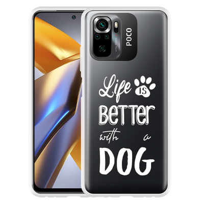 Cazy Hoesje geschikt voor Poco M5s - Life Is Better With a Dog Wit