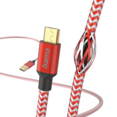 Hama Reflective USB-A naar Micro-USB Kabel - 150cm - Rood