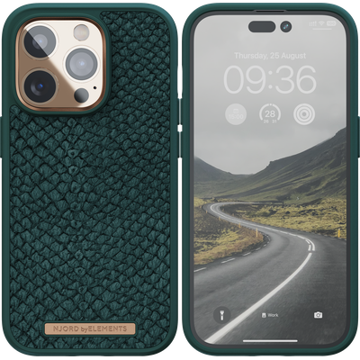 Njord Collections Hoesje geschikt voor iPhone 14 Pro - Zalm Leder - Groen