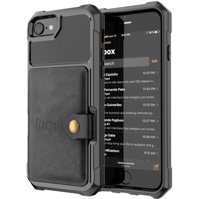 Cazy Magnetic Card Hoesje geschikt voor iPhone 7/8/SE 2020/2022 - Zwart