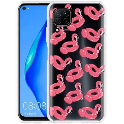 Cazy Hoesje geschikt voor Huawei P40 Lite - Inflatable Flamingos