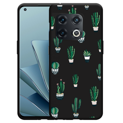 Cazy Hoesje Zwart geschikt voor OnePlus 10 Pro - Green Cactus
