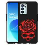 Hoesje Zwart geschikt voor Oppo Reno6 Pro 5G - Red Skull