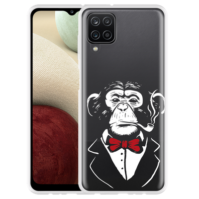 Cazy Hoesje geschikt voor Samsung Galaxy A12 - Smoking Chimp