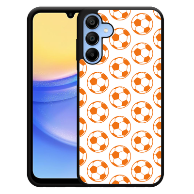 Cazy Hardcase Hoesje geschikt voor Samsung Galaxy A15 / A15 5G Orange Soccer Balls