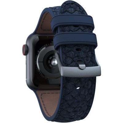 Njord Collections Zalm Leder Smartwatchband geschikt voor Apple Watch 44mm/45mm/Ultra - Blauw