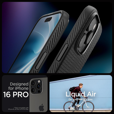 Spigen Hoesje geschikt voor iPhone 16 Pro - Liquid Air - Zwart