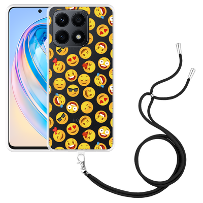 Cazy Hoesje met koord geschikt voor Honor X8a Emoji