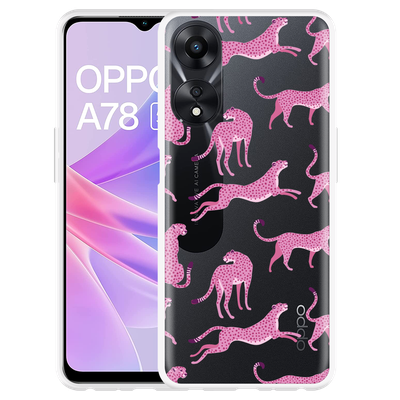 Cazy Hoesje geschikt voor Oppo A78 5G Roze Cheeta's