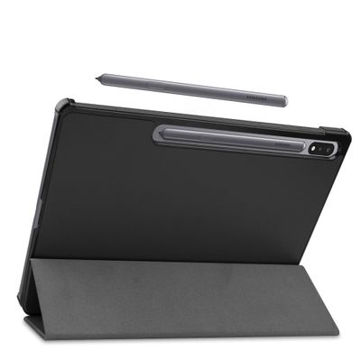 Cazy TriFold Hoes met Auto Slaap/Wake geschikt voor Samsung Galaxy Tab S7 Plus - Zwart