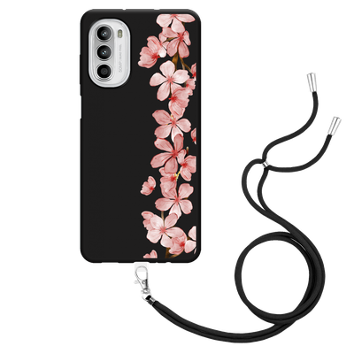 Cazy Hoesje met Koord Zwart geschikt voor Motorola Moto G52 - Flower Branch