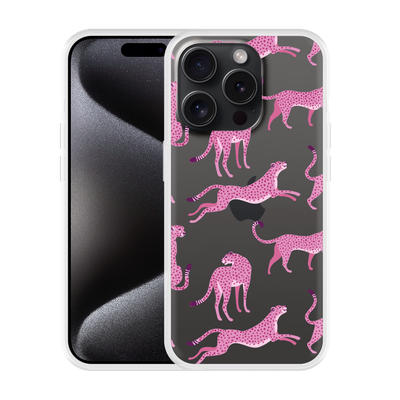 Cazy Hoesje geschikt voor iPhone 15 Pro Roze Cheeta's