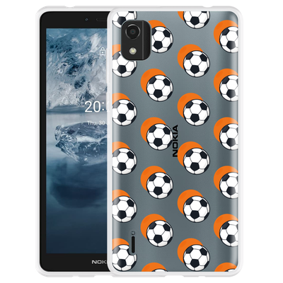 Cazy Hoesje geschikt voor Nokia C2 2nd Edition - Soccer Ball Orange