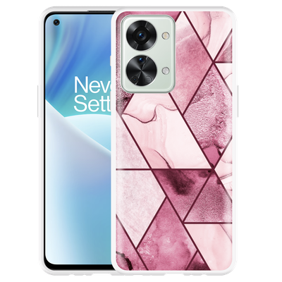 Cazy Hoesje geschikt voor OnePlus Nord 2T - Roze Marmer Mix