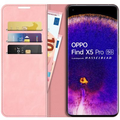 Cazy Wallet Magnetic Hoesje geschikt voor Oppo Find X5 Pro - Roze