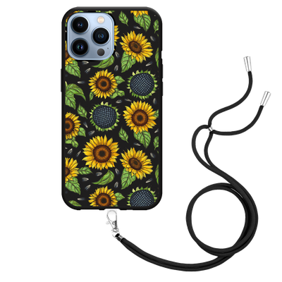 Cazy Hoesje met Koord Zwart geschikt voor iPhone 13 Pro Max - Sunflowers