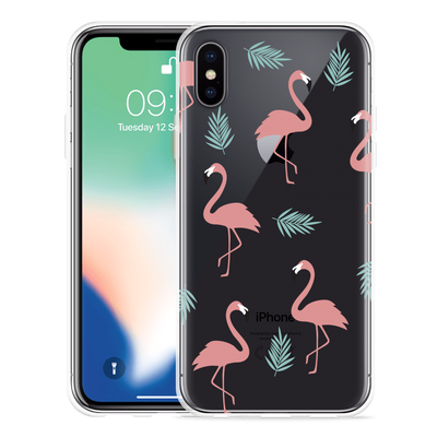 Cazy Hoesje geschikt voor iPhone X - Flamingo Pattern