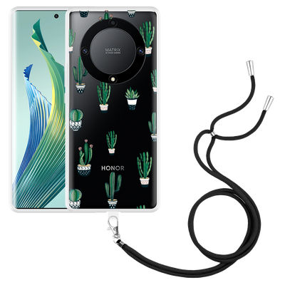 Cazy Hoesje met koord geschikt voor Honor Magic5 Lite Green Cactus