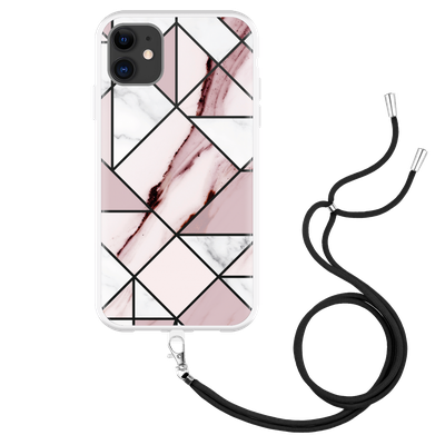 Cazy Hoesje met Koord geschikt voor iPhone 11 - Roze Marmer