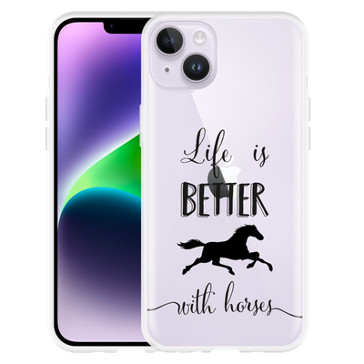 Cazy Hoesje geschikt voor iPhone 14 Plus - Life is Better with Horses
