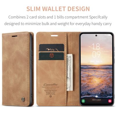Caseme Hoesje geschikt voor Samsung Galaxy A54 - Retro Wallet Case - Bruin