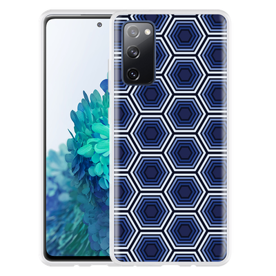 Cazy Hoesje geschikt voor Samsung Galaxy S20 FE - Blauwe Hexagons