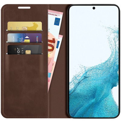 Cazy Wallet Magnetic Hoesje geschikt voor Samsung Galaxy S22+ - Bruin