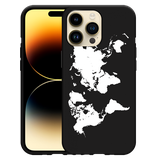 Hoesje Zwart geschikt voor iPhone 14 Pro Max - World Map