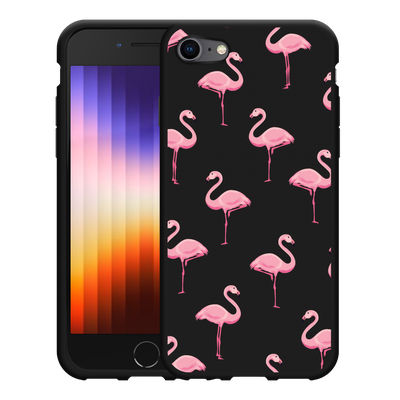 Cazy Hoesje Zwart geschikt voor iPhone SE 2022 - Flamingo