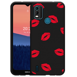Hoesje Zwart geschikt voor Nokia C21 Plus - Red Kisses
