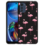 Hoesje Zwart geschikt voor Motorola Moto E32s - Flamingo